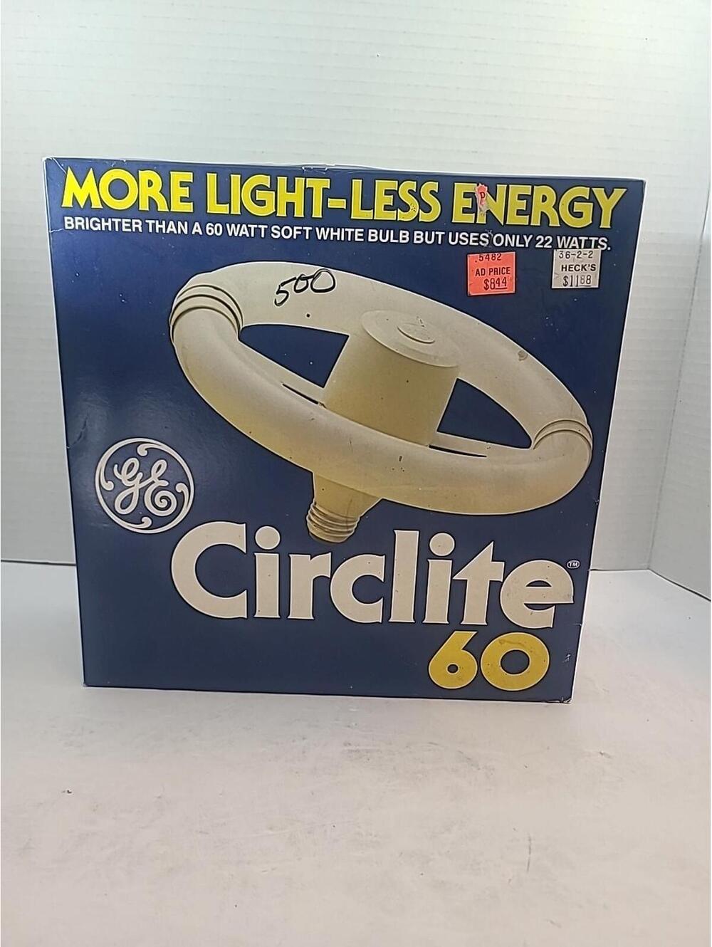 GE Circlite 60 Vintage Light Bulb. Made In USA! New Sealed In Box NOS Rare!